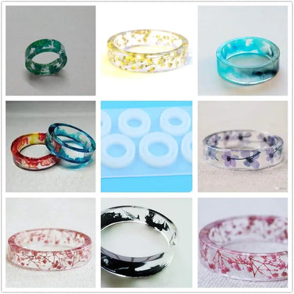 8-Piece Silicone Ring Mold Set - Assorted US Sizes 5-12 for Resin Jewelry Casting & DIY Crafts