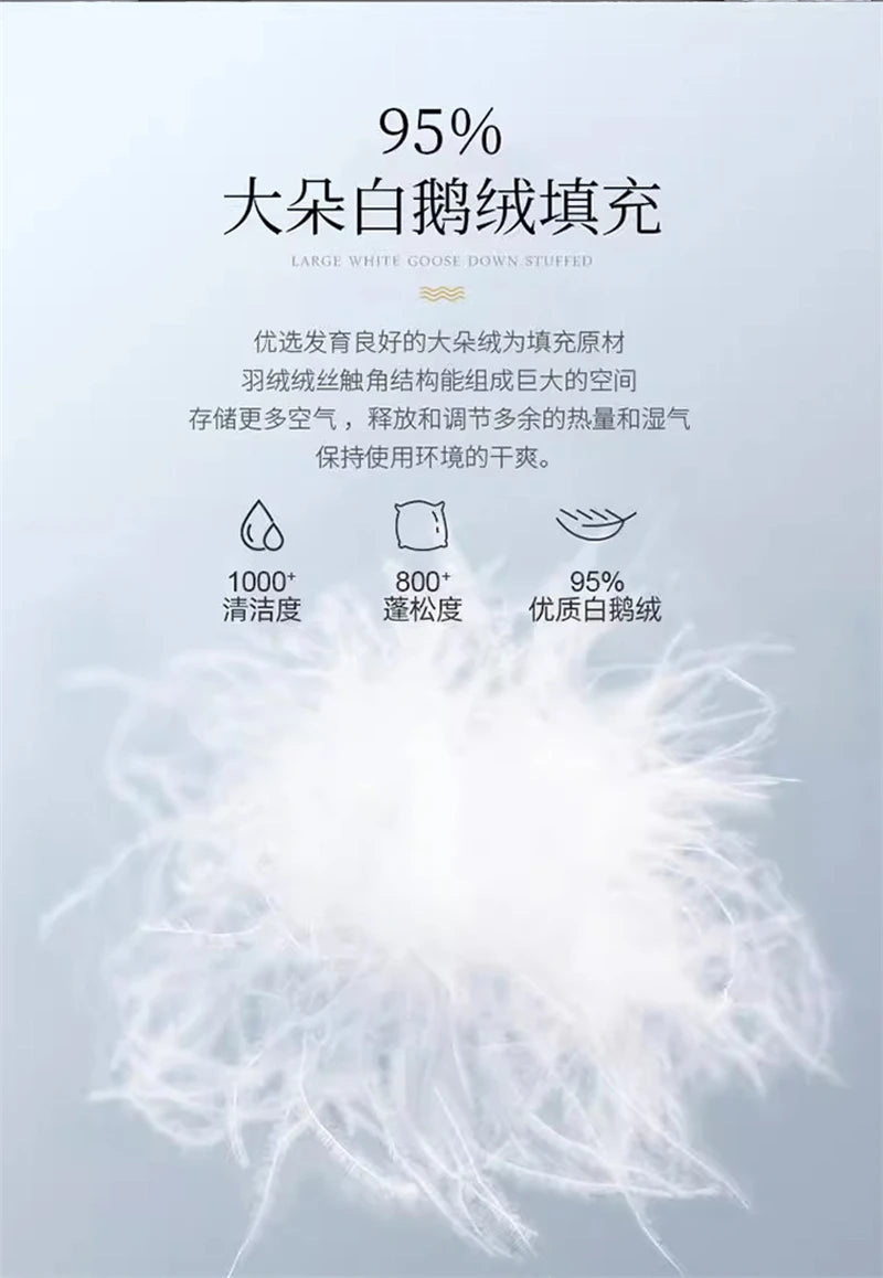 Premium White Goose Down Comforter – Winter Warm Feather Duvet, Lightweight & Cozy, Queen/King Size, Pinch Pleated 3D Design