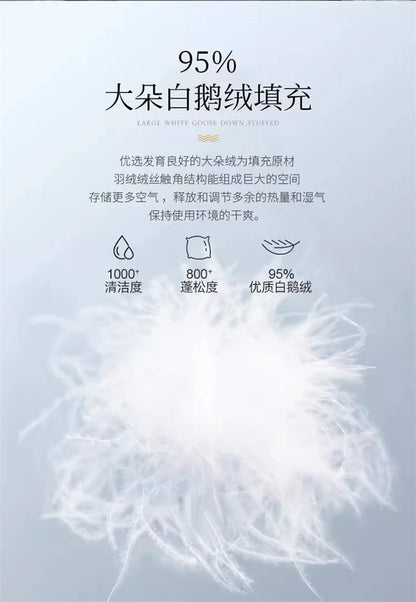 Premium White Goose Down Comforter – Winter Warm Feather Duvet, Lightweight & Cozy, Queen/King Size, Pinch Pleated 3D Design