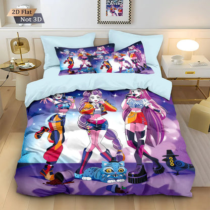 Anime Demon Hunters Zoey Mira Bedding Set – Duvet Cover for Kids, Teens & Adults, Single to King Size Gift