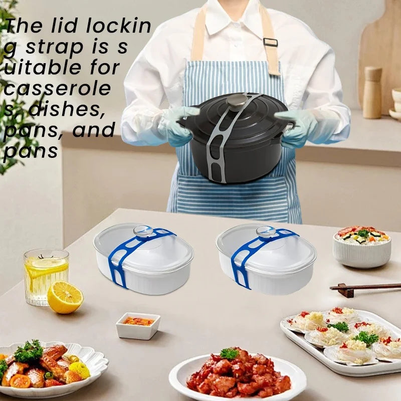 Silicone Lunch Box Fastening Strap – Reusable Universal Lid & Cutlery Holder