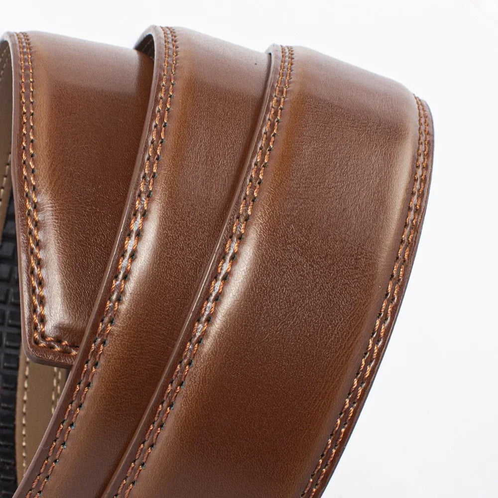 Men’s Luxury Genuine Leather Belt – High-Quality Cowhide with Metal Automatic Alloy Buckle