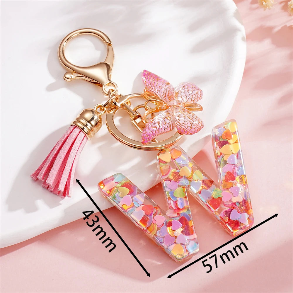 A-Z Letter Pendant Keychain - Tassel Key Ring Charm for Women & DIY Jewelry Making