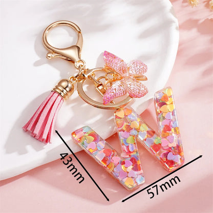 A-Z Letter Pendant Keychain - Tassel Key Ring Charm for Women & DIY Jewelry Making