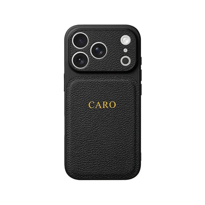 Personalized Initial Leather iPhone Case - Luxury Gold & Silver Monogram Cover with Lens Protection for iPhone 13–17 Series