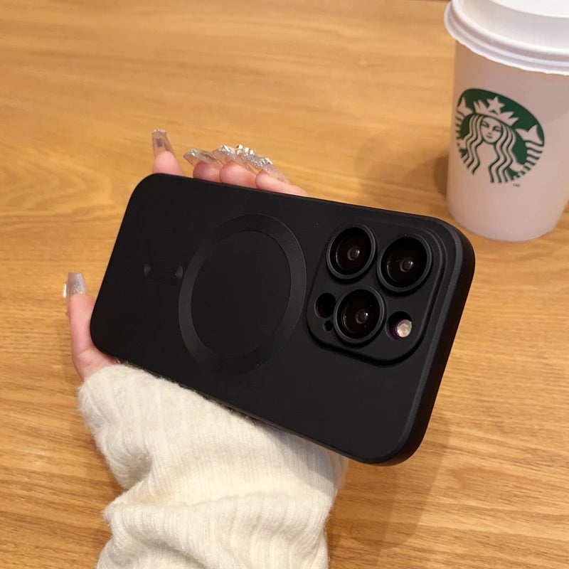 MagSafe Magnetic Wireless Charging Phone Case - Soft Silicone Protective Cover with Camera Lens Protection for iPhone 15 14 Plus 13 12 11 Pro Max