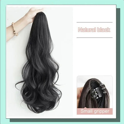 50cm Synthetic Straight Claw Clip-On Ponytail Extension – Heat Resistant Hairpiece for Women, Daily Wear & Party Styling