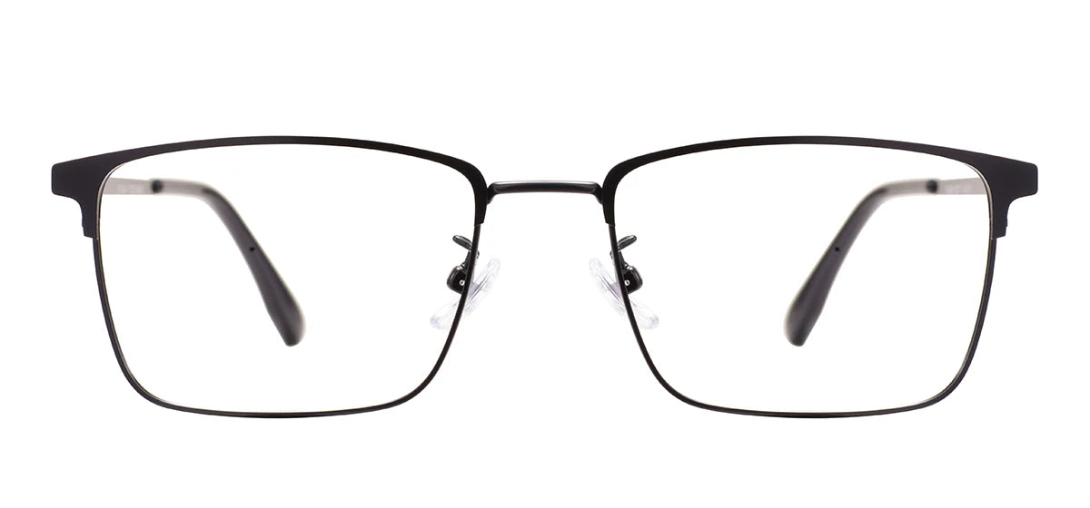 Comfortable Rectangular Men’s Business Glasses – Full Rim Browline Metal Frame for Optical Prescription Lenses