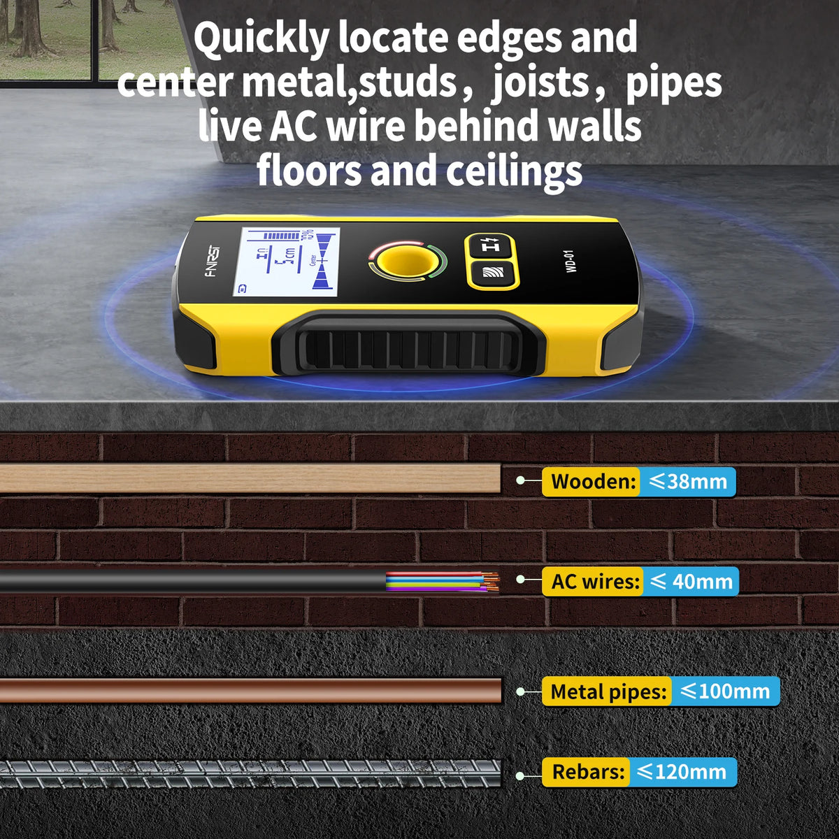FNIRSI WD-01/WD-02 Wall Scanner & Metal Detector - AC Wire, Metal, Wood Stud & Cable Finder