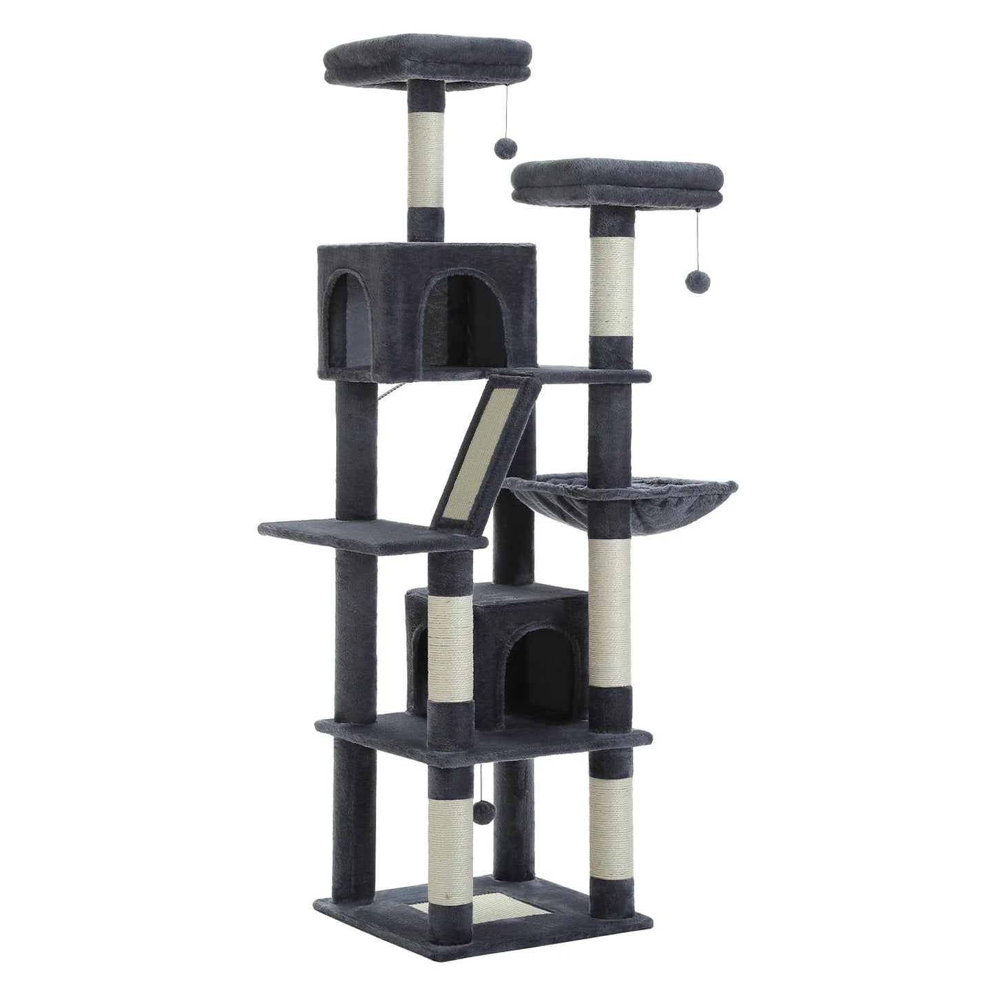 Large Cat Tree Tower – Multi-Level Plush Indoor Cat Condo with Scratching Posts, Boards, Perches & Caves