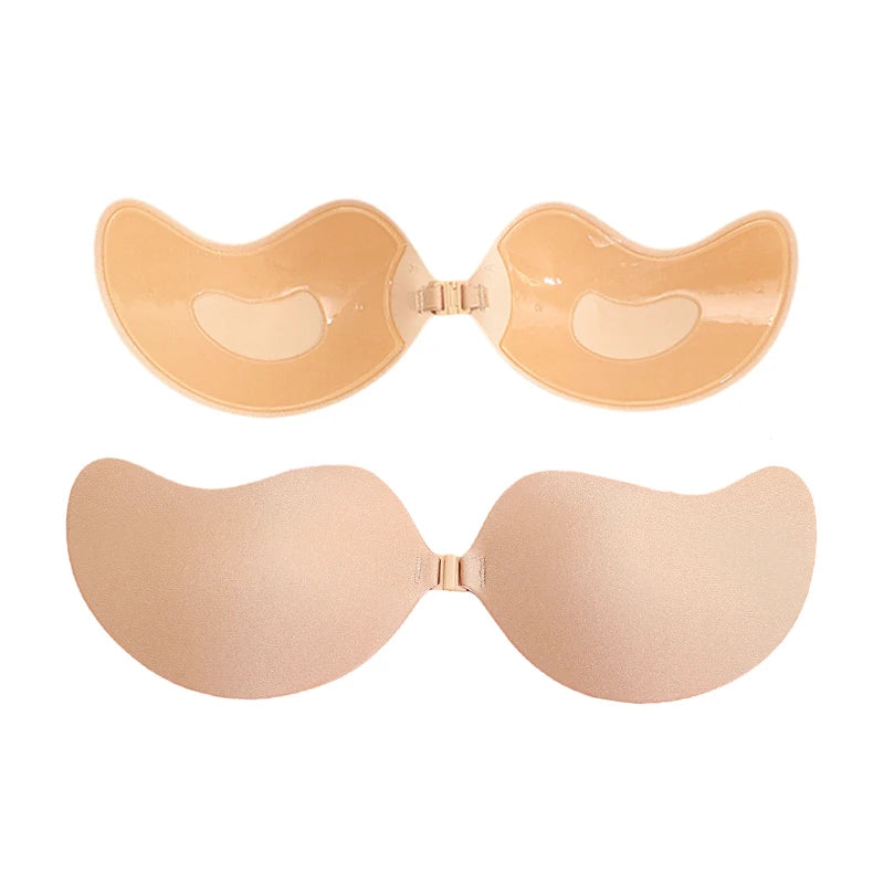 FINETOO Invisible Silicone Nipple Covers - Hypoallergenic Two-Tone Mango Cup Adhesive Bra Patches for Women, 1–15 Pieces