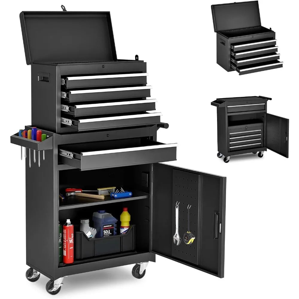 5-Drawer Rolling Tool Chest – Metal Storage Cabinet with Detachable Top Tool Box & Enhanced Packaging