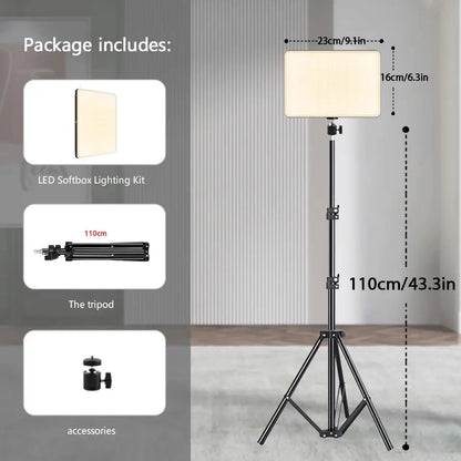 LED Video Light with Tripod – Studio & Conference Lighting for Live Streaming, TikTok, Zoom, Photography