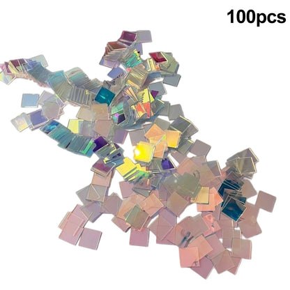 Mini Rainbow Holographic Acrylic Tiles - Decorative Double-Sided Craft Squares