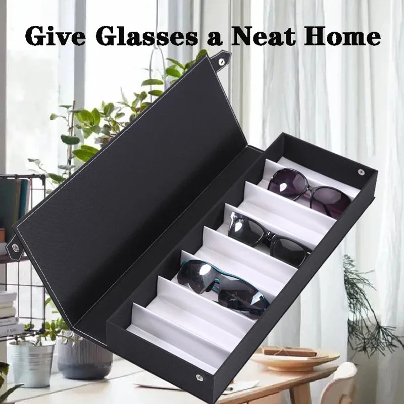High-Quality Glasses Storage Case – 8-Slot Grid Display Stand for Eyeglasses & Sunglasses Organizer