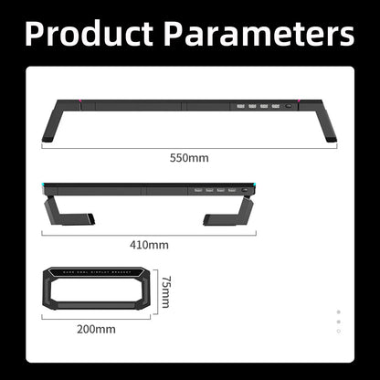 Hot Sell Aluminum PC Monitor Stand with 4 USB Ports & Keyboard Storage – Laptop Stand with USB 3.0 Fast Charging