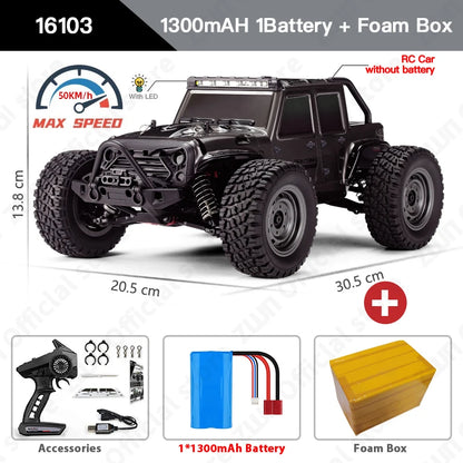 ZWN 1:16 4WD RC Monster Truck – 70KM/H High-Speed Drift Remote Control Car with LED for Kids, vs Wltoys 144001