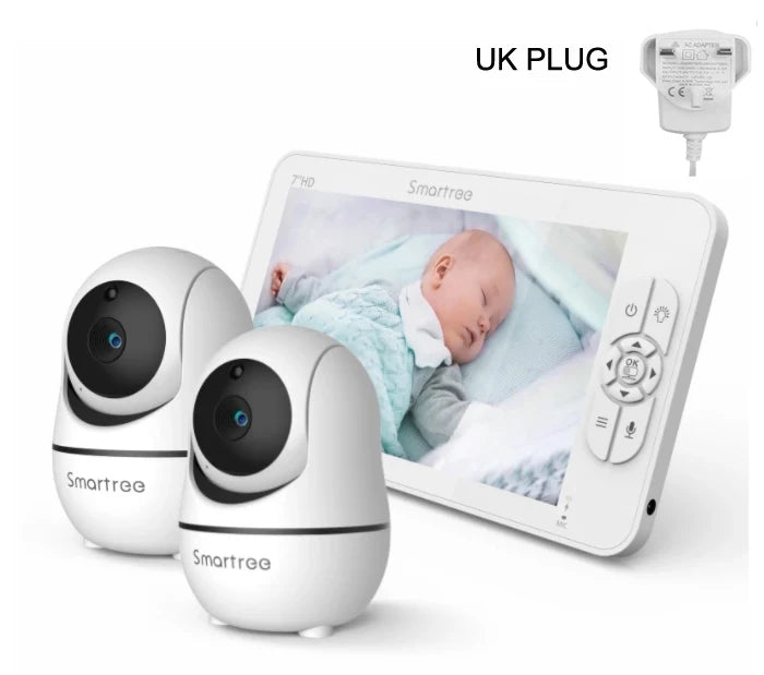 SM70V2 7" 1080P HD Split Screen Baby Monitor – Dual Camera System, Remote Pan/Tilt/Zoom, Hack-Proof Security & 4000mAh Battery Monitor