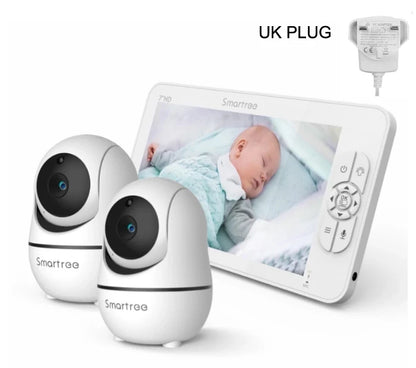 SM70V2 7" 1080P HD Split Screen Baby Monitor – Dual Camera System, Remote Pan/Tilt/Zoom, Hack-Proof Security & 4000mAh Battery Monitor
