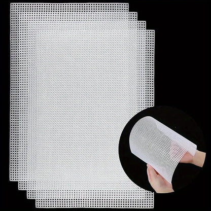 4PCS White Plastic Canvas Sheets – 30x20cm DIY Mesh for Embroidery & Woven Crafts