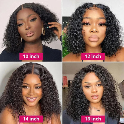 Wear and Go Water Wave Bob Lace Wig – Curly 6x4 Glueless Human Hair, 4x4 Ready-to-Go Pre-Cut Lace Wig for Women