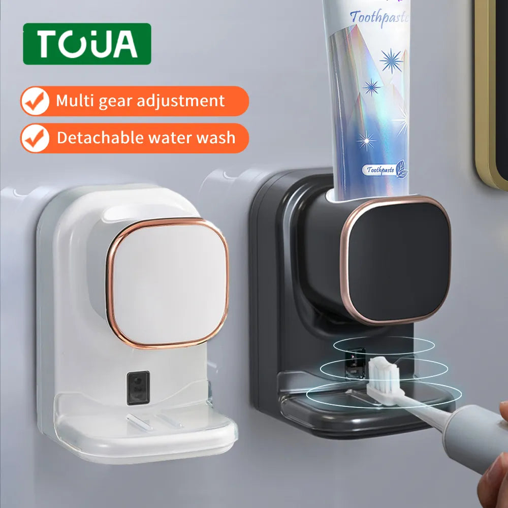 Smart Toothpaste Dispenser with 3 Modes - Automatic Sensor, Electric, Wall-Mounted, USB Rechargeable, Removable Bathroom Accessory