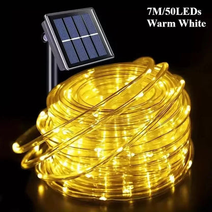 LED Solar String Lights – Waterproof Tube Rope Fairy Lights for Garden, Christmas & Outdoor Holiday Home Decoration