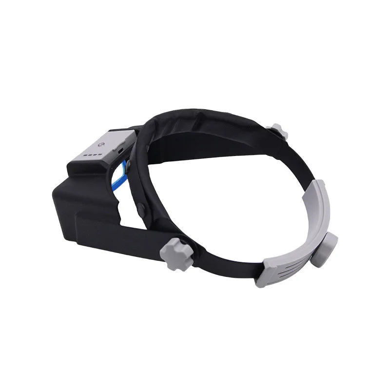 Head-Mounted Magnifying Glasses with USB Charging — 4 LED Lights for HD Reading & Battery Display