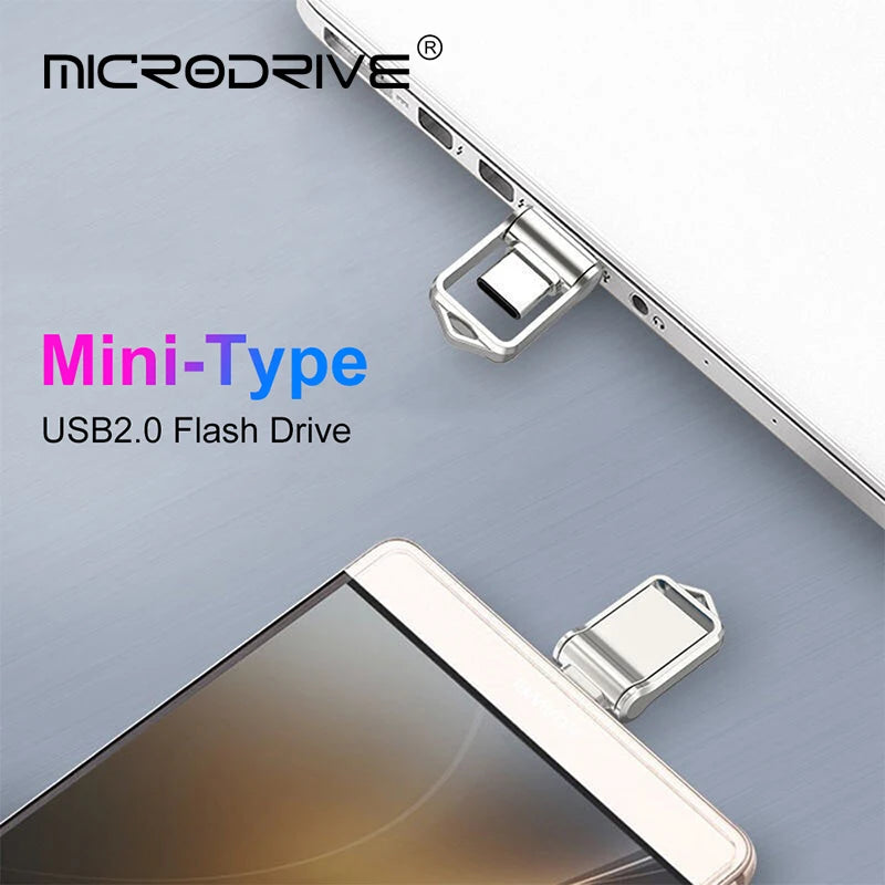 Type-C USB OTG Flash Drive Mini Pen Drive – USB 2.0 Memory Stick 8GB/16GB/32GB/128GB/256GB/512GB Storage for Phone & PC