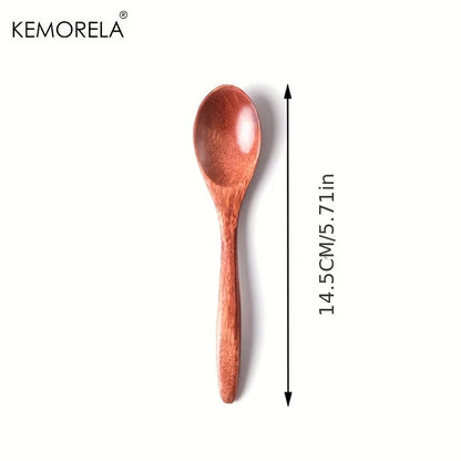 6pcs Wooden Coffee & Tea Spoon Set — Long Handle Honey Dessert Stirring Teaspoons Tableware