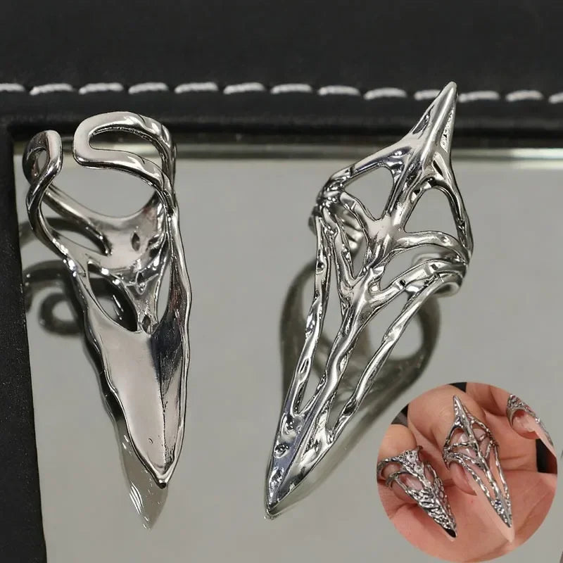 New Gothic Rock Punk Fingertip Nail Ring | Metal Manicure Jewelry Accessories for Women, Party & Gift for Girlfriends