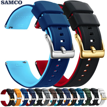 Quick-Release Silicone Watch Band - 18mm, 20mm and 22mm Rubber Replacement Strap for Huawei, Samsung Galaxy and Garmin Watches