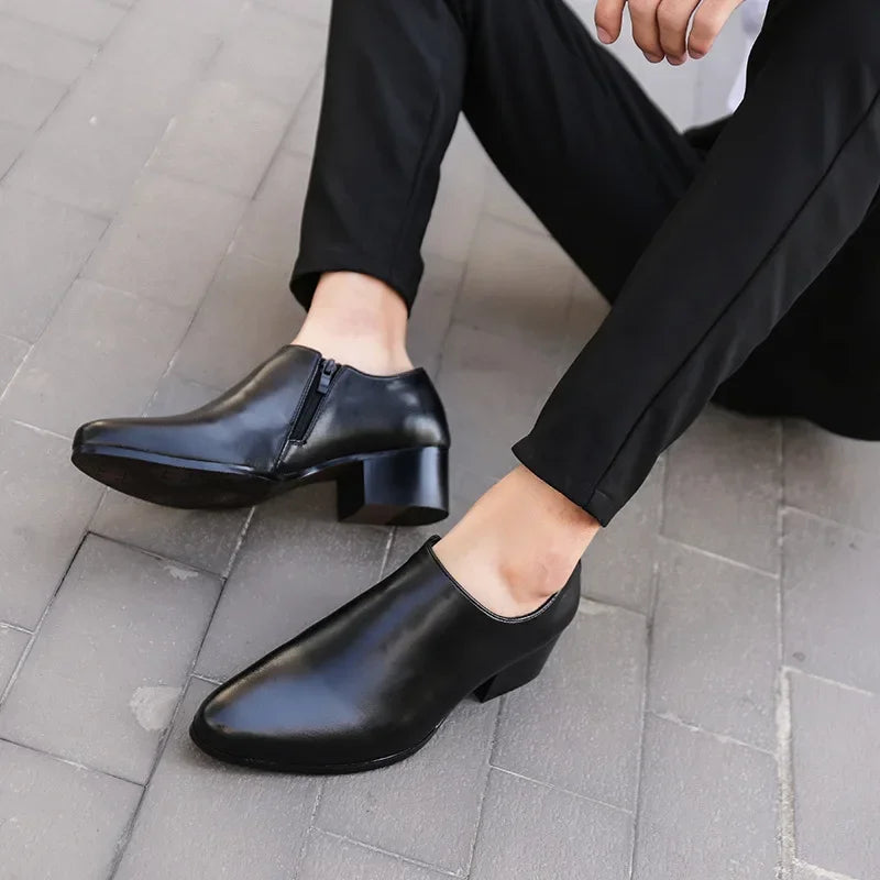 Men’s Genuine Leather Pointed Toe Shoes - Business Wedding Dress Loafers with Stylish Formal Design
