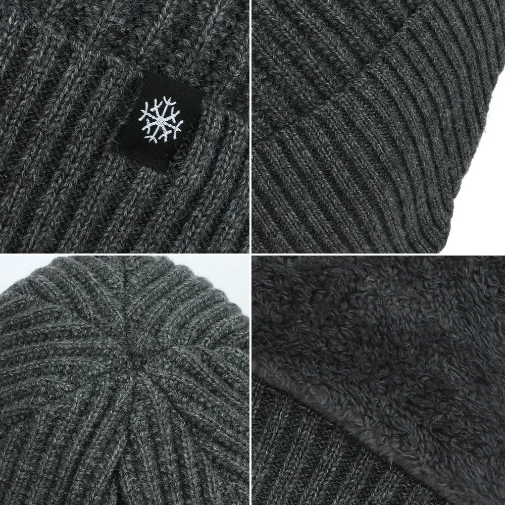 Men’s Outdoor Winter Knitted Hat – Plush Faux Fur Lined Peaked Cap with Earmuffs, Casual Fashion Bomber Hat for Cycling & Ear Protection
