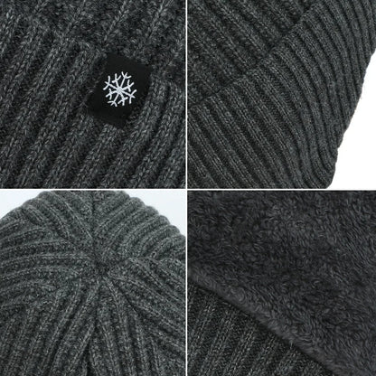 Men’s Outdoor Winter Knitted Hat – Plush Faux Fur Lined Peaked Cap with Earmuffs, Casual Fashion Bomber Hat for Cycling & Ear Protection