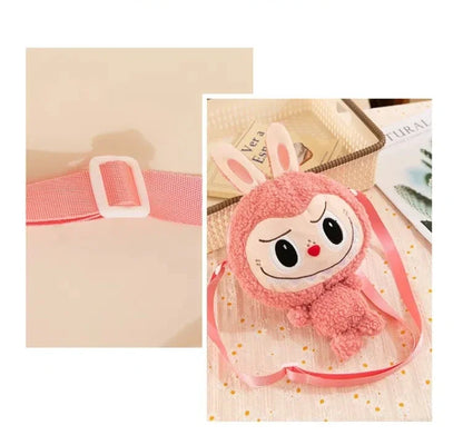 30cm Labubu Cartoon Cute Doll Backpack – Shoulder Crossbody Toy Pouch for Outdoor Travel, Christmas Gift