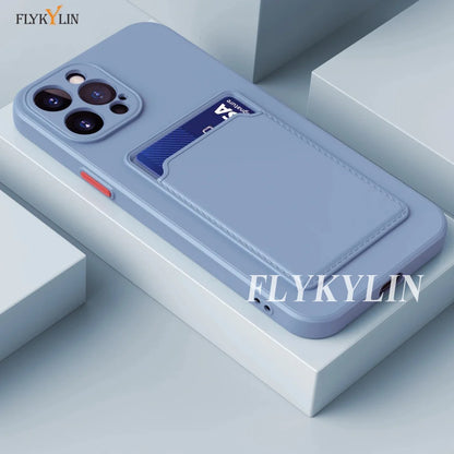 Luxury Soft Silicone Wallet Case with Card Slot, Protective Phone Cover for iPhone 17, 16, 15, 14, 13, 12, 11 Pro Max, Plus, Air & 16E