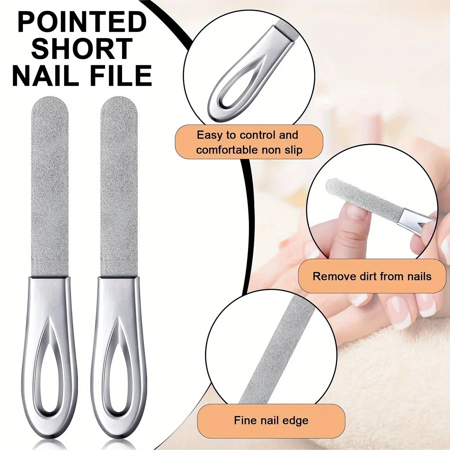 Stainless Steel Diamond Grit Nail File – Durable Hypoallergenic Nail Care Tool for Fingernails & Toenails, Ideal for Hard & Thick Nails