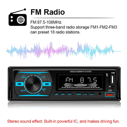 Hippcron 1Din Bluetooth Car Stereo Radio - MP3 Player with FM, AUX, USB & TF Card