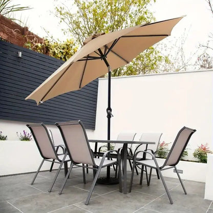 9FT Outdoor Patio Umbrella – Push-Button Tilt & Hand Crank, UV-Resistant Table Umbrella for Pool, Garden, Commercial & Residential Use