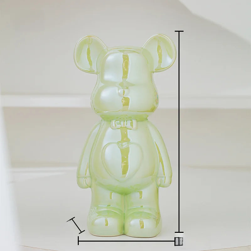 Aesthetic Ceramic Teddy Bear Statue – 17/27cm Bear Figurine Home Decor Ornament