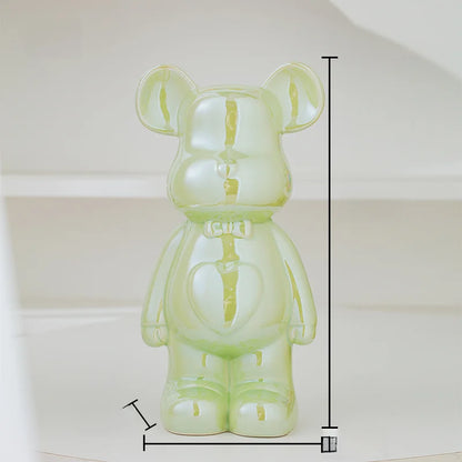 Aesthetic Ceramic Teddy Bear Statue – 17/27cm Bear Figurine Home Decor Ornament