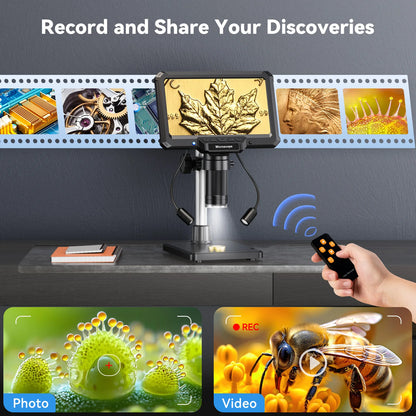 7 Inch Digital Microscope 1200X – 16MP HD Inspection Camera for PCB Repair, Coin Collecting & Soldering with LED Lights & PC View Support