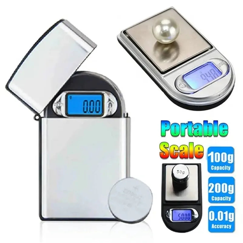 Mini Pocket Lighter Scale - Precision Digital Scales for Jewelry, Diamond, Reloading, Kitchen, 0.01g Weight Capacity (50g/100g/200g)