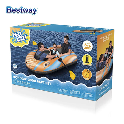 Bestway 61136/61140/61142/61146 Heavy-Duty Inflatable Kayak – 1-3 Person PVC Rafting Boat for Adventure & Thrilling Rides