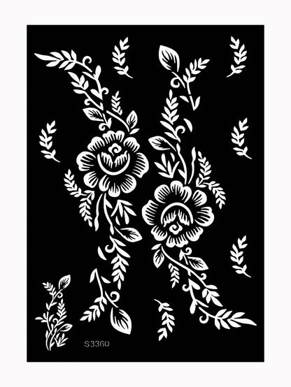 Reusable Henna Stencil Templates for Hand & Body – Floral Tattoo Stencils for Women, Weddings & Festivals Body Art Makeup Tools