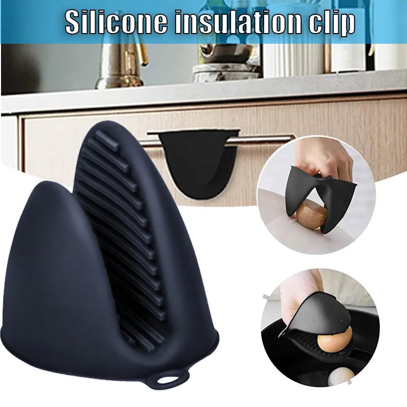 2pcs Silicone Heat Resistant Oven Mitts - Anti-Scald Pinch Mitts with Non-Slip Grip, Pot Holder Clips for Cooking and Baking
