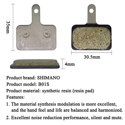 Shimano B01S Resin Brake Pads for MT200, M395, M475, M525 - Bicycle Disc Brake Parts
