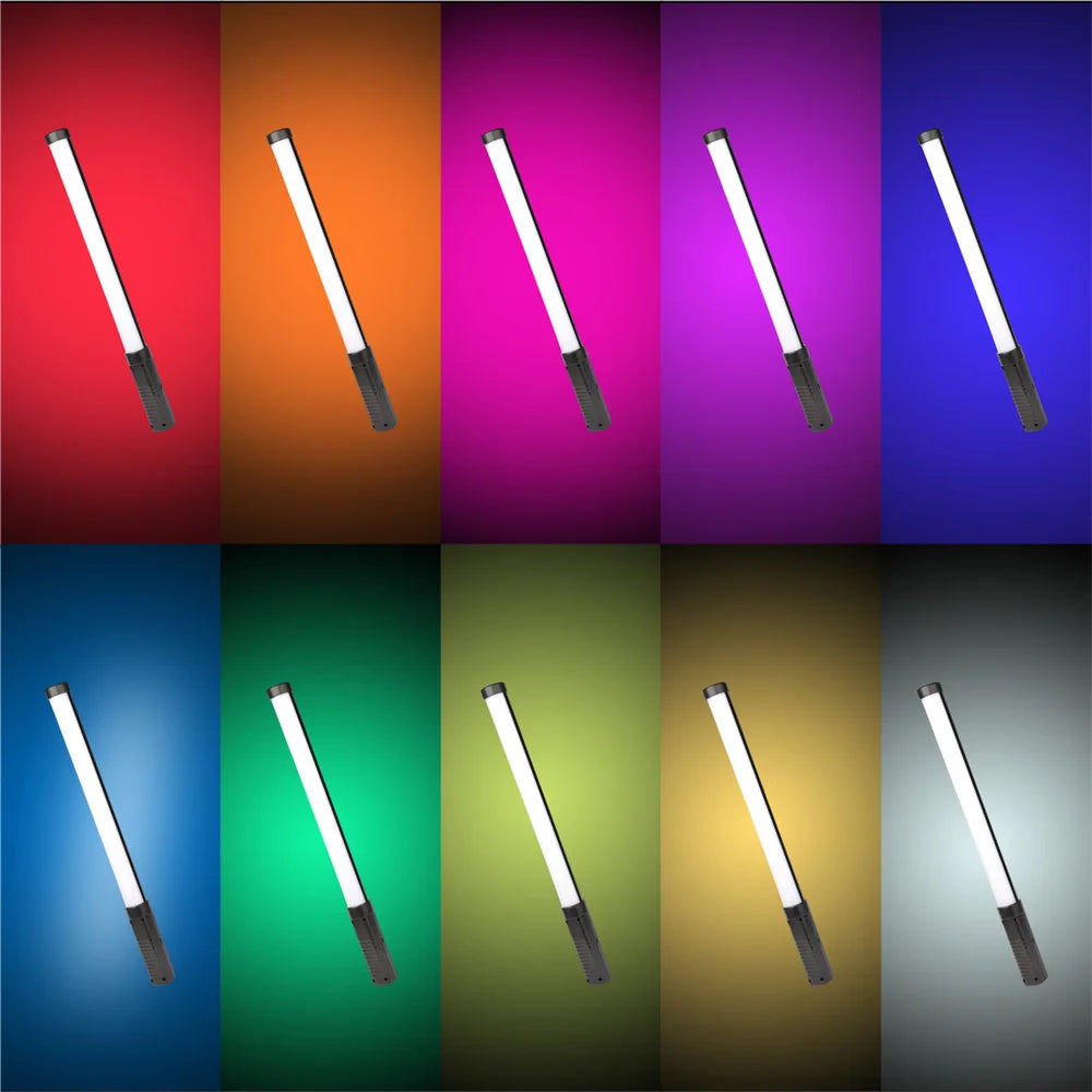 RGB LED Stick Light Wand Handheld Tube Video Light 3000K-6000K 2600mAh Rechargeable Photography Fill Lamp for Studio & Vlogging