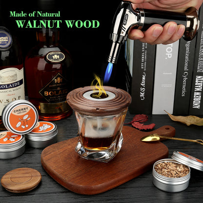 Cocktail Smoker Kit – Whiskey Smoking Set with 4 Wood Chips, Old Fashioned Drinks Accessories